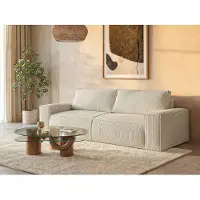 Vente-unique Driezits slaapbank AMELIA van PASCAL MORABITO - Ribfluweel - Beige