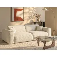 Vente-unique Vierzitsslaapbank express in beige ribfluweel - Slaapoppervlak 160 cm - POGNIA