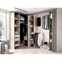 Vente-unique Verstelbare kledingkast DORIAN - L164/234 cm - Eiken en antraciet