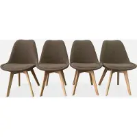 Sweeek Scandinavische stoel beukenhout en bouclé (set van 4) Taupe