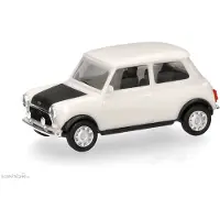 Herpa Mini Cooper Mayfair + Schijnwerper, Wit (rechts Gestuurd)