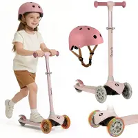 Lionelo Jessy Kinderstep + kinderhelm - step 3 wielen - leeftijdsgroep 3+ - max 50kg - LED verlichting in de wielen - hoogte verstelbaar 65-70-75-80 cm