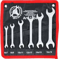 Kraftmann 1234 set dubbele ringsleutels, 6x7 - 17x19 mm, 6-delig.