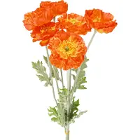 Viana Kunst Klaprozen Zomerbloemen Oranje Ø7cm L78cm 3st