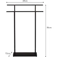 Atmooz Pia handdoekenrek – 60 × 15 × H86 cm – zwart metalen handdoekrek – modern handdoekenrek badkamer – minimalistische handdoekhouder vrijstaand – stijlvolle badkameraccessoire
