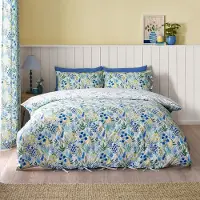 Unyqoos Elegante tweezijdige bloemen beddengoedset voor eenpersoonsbed in blauw
