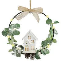 Unyqoos Decoratieve metalen ring met LED-verlichting en eucalyptusblaadjes voor sfeervolle decoratie