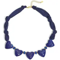 Yehwang Stoffen ketting met hartjes kralen