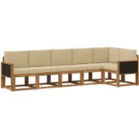 vidaXL Buiten bank set 6 st Natuurlijk en Beige Polyester