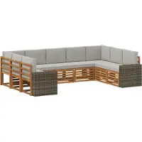 vidaXL Buiten bank set 9 st Naturel en lichtgrijs Polyester