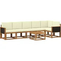 vidaXL Buiten bank set 7 st Natuurlijk en Crème Polyester