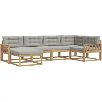 vidaXL Buiten bank set 5 st Wit en Lichtgrijs Polyester
