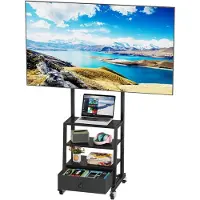 Unyqoos Verstelbare tv-standaard met wieltjes en opberglade voor flexibele kijkervaring