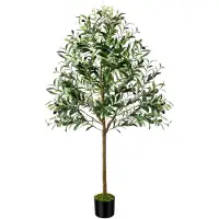 Unyqoos Kunstolijfboom, 150 cm – grote, realistische kunstplant voor binnen en buiten, met levensechte bladeren en olijven, weerbestendig