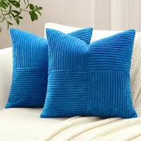 Unyqoos Set van 2 decoratieve corduroy kussenslopen met gestreept patchwork design voor woondecoratie