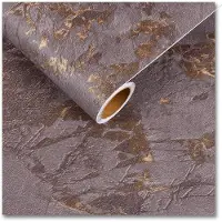 Unyqoos Bruin en Goud Zelfklevend Marmerlook Behang voor Meubels en Wanden, Waterdichte Plakfolie, 30 cm x 200 cm