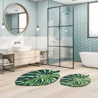 Unyqoos Groene Monstera Antislip Badmat Set - 2 Stuks voor Uw Badkamer