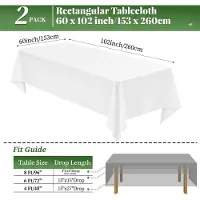 Unyqoos Set van 2 witte tafelkleden voor grote tafels, wasbaar polyester