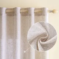 Unyqoos Stijlvolle Linnenlook Gordijnen met Oogjes voor Woonkamer en Kinderkamer, Set van 2, 140 x 245 cm