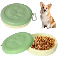 Unyqoos Draagbare, lekvrije voer- en waterbak met deksel en karabijnhaak, 370 ml – 14 x 14 x 4 cm, kunststof, voor honden en katten
