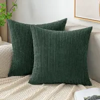 Unyqoos Sfeervolle Ribfluwelen Sierkussenslopen voor Bank en Stoel - Set van 2, 40 x 40 cm, Donkergroen