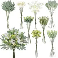 Unyqoos Realistische kunstbloemen en -takken – 70-delig, weerbestendig en UV-bestendig, gemaakt van kunststof en stof, met flexibele draadstelen voor decoratie, boeketten en bruiloften