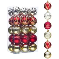 Unyqoos Onbreekbare kunststof kerstballen set van 30 stuks in rood en goud