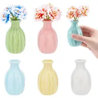 Unyqoos Set van 6 kleurrijke keramische vazen voor decoratie en bloemenarrangementen