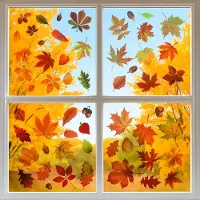 Unyqoos Herfst raamstickers met kleurrijke bladeren voor sfeervolle decoratie