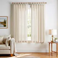 Unyqoos Gordijnen Set van 2, Linnenlook Met Lussen voor Woon- en Slaapkamer, Lichtfilterend, 140 x 175 cm
