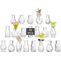 Unyqoos Set van 20 vintage mini glazen vazen voor stijlvolle tafeldecoratie