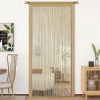Unyqoos Elegante Stringgordijn voor Deur en Raam, Ruimteverdeler en Decoratie, 90x200cm Diep Ecru