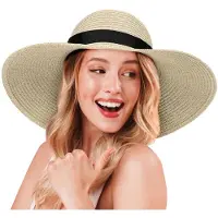 Unyqoos Stijlvolle en Opvouwbare Zomerhoed voor Vrouwen met Brede Rand en UV-bescherming UPF50