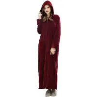 Unyqoos Comfortabele en Warme Lange Damesbadjas met Capuchon en Rits