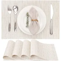 Unyqoos Hittebestendige, Afwasbare en Antislip Vinyl Placemats Set van 6 voor Diverse Tafelinrichtingen