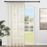 Unyqoos Grote Beige Transparante Gordijnen met Plooiband voor Woon- en Slaapkamer 228 x 228 cm