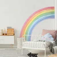 Unyqoos Grote regenboog muursticker voor kinderkamer met aquarelontwerp
