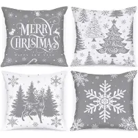 Unyqoos Set van 4 decoratieve kussenslopen met kerstboomontwerp voor feestelijke sfeer