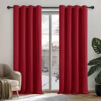 Unyqoos Stijlvolle Thermische Verduisteringsgordijnen met Oogjes voor Woon- en Slaapkamer, 229x132 cm, Rood, Set van 2