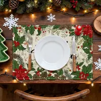 Unyqoos Set van 4 decoratieve kerstplacemats voor feestelijke tafeldecoratie