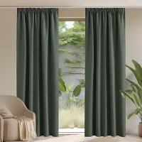 Unyqoos Elegante Grijsgroene Verduisteringsgordijnen met Plooiband voor Optimale Isolatie en Privacy