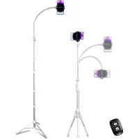 Unyqoos Flexibel en hoog mobiel statief met Bluetooth en draaibare houder voor smartphones en camera's