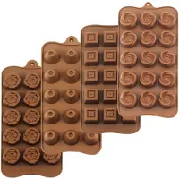 Unyqoos Set van vier veelzijdige siliconen gietvormen voor chocolade en ijs