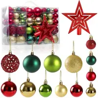 Unyqoos Complete set van 101 onbreekbare kerstballen en piek voor binnen en buiten