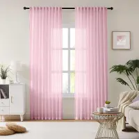 Unyqoos Elegante roze voile gordijnen set voor sfeervolle lichtinval en privacy 245 x 137 cm
