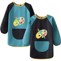 Unyqoos Schilders- en Knutselset voor Kinderen: Waterdichte Schorten met Lange Mouwen en Zakken, 2 Stuks Blauw