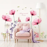 Unyqoos Grote roze bloemen muursticker voor veelzijdige wanddecoratie in huis