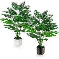 Unyqoos 2-delige set kunstplanten van de Monstera-soort (71 cm) – gemakkelijk te onderhouden decoratie voor woonkamer, kantoor en balkon, verstelbare takken, kleurvast kunststof