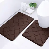 Unyqoos Comfortabele en absorberende bruine badmat set met antislip voor badkamer