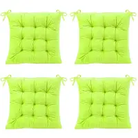 Unyqoos Comfortabele set van vier groene zitkussens voor stoelen binnen en buiten